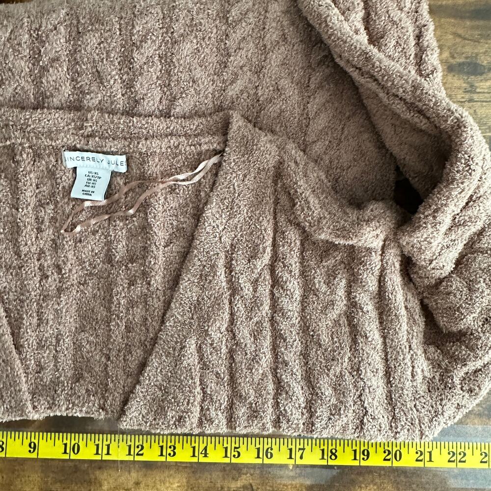Sincerely Jules Duster Cardigan XS Tan Chunky Cable Knit Relaxed Fit Grandmacore - Picture 2 of 6